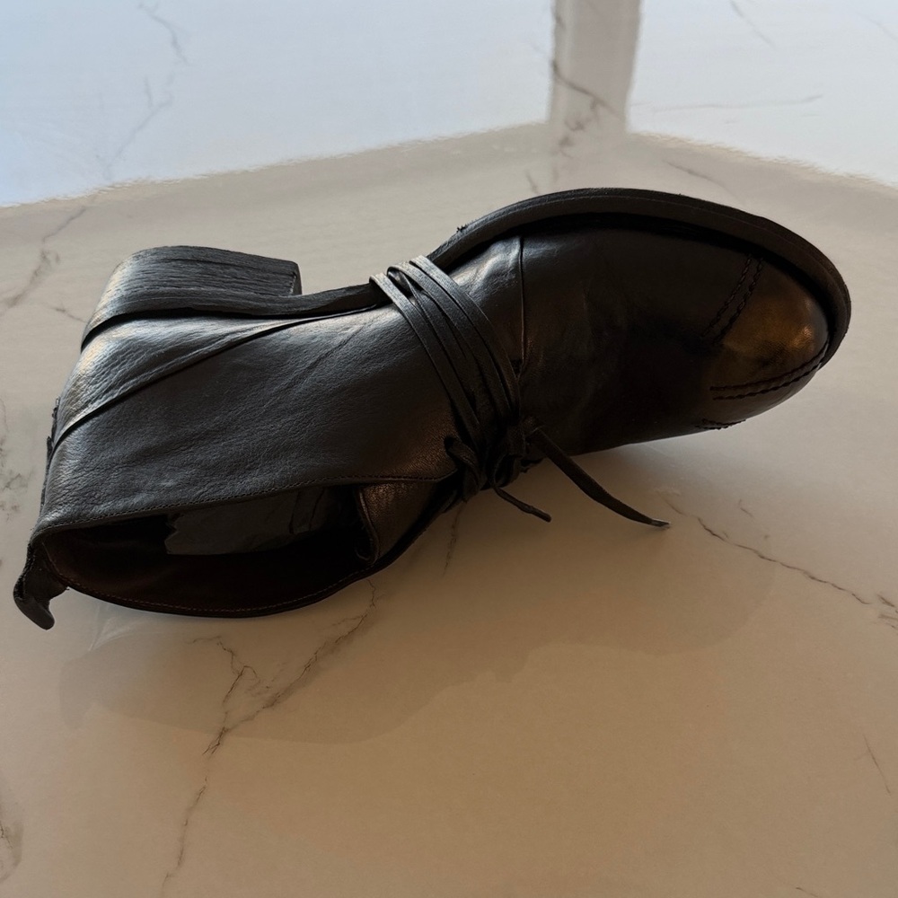 LeRuemarcel LR1S Black Lace-Up Gold Patina Toe Boot Rachel